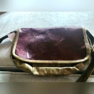 Brand new genuine leather with calf hair crossbody body